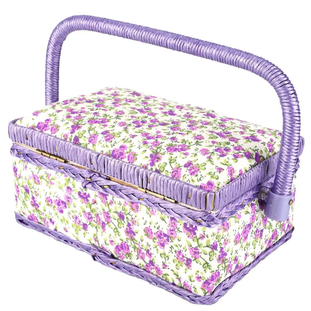 Durable Handmade Sewing Basket Flower Pattern Purple Sewing Organizer Thread Needle Storage Box Sewing Supplies
Durable Handmade Sewing Basket Flower Pattern Purple Sewing Organizer Thread Needle Storage Box Sewing Supplies