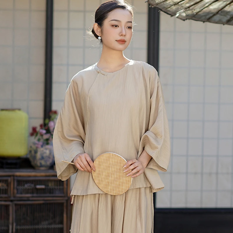 Chinese Style Women Long Sleeve Casual T-shirts New 2025 Spring Vintage Style O-neck Plain Color Loose Female Tops Tees M922
Chinese Style Women Long Sleeve Casual T-shirts New 2025 Spring Vintage Style O-neck Plain Color Loose Female Tops Tees M922