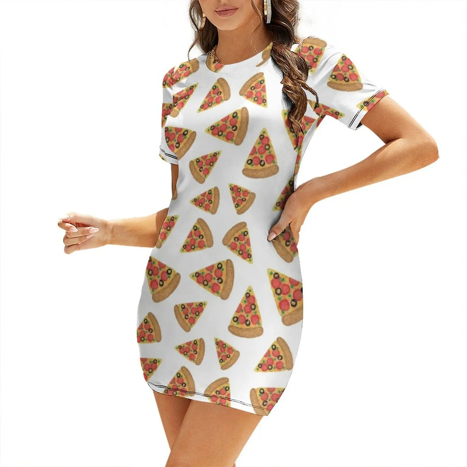 Watercolor Pizza Pattern Short Sleeved Dress Dress women Elegant gown women's fashion dresses
Watercolor Pizza Pattern Short Sleeved Dress Dress women Elegant gown women's fashion dresses
