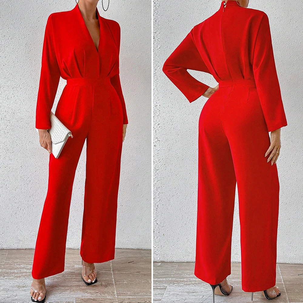 Женский комбинезон во французском стиле, всесезонная офисная одежда, однотонный красный, с v-образным вырезом, с длинными рукавами, с широкими штанинами, до щиколотки, элегантный вид
Женский комбинезон во французском стиле, всесезонная офисная одежда, однотонный красный, с v-образным вырезом, с длинными рукавами, с широкими штанинами, до щиколотки, элегантный вид