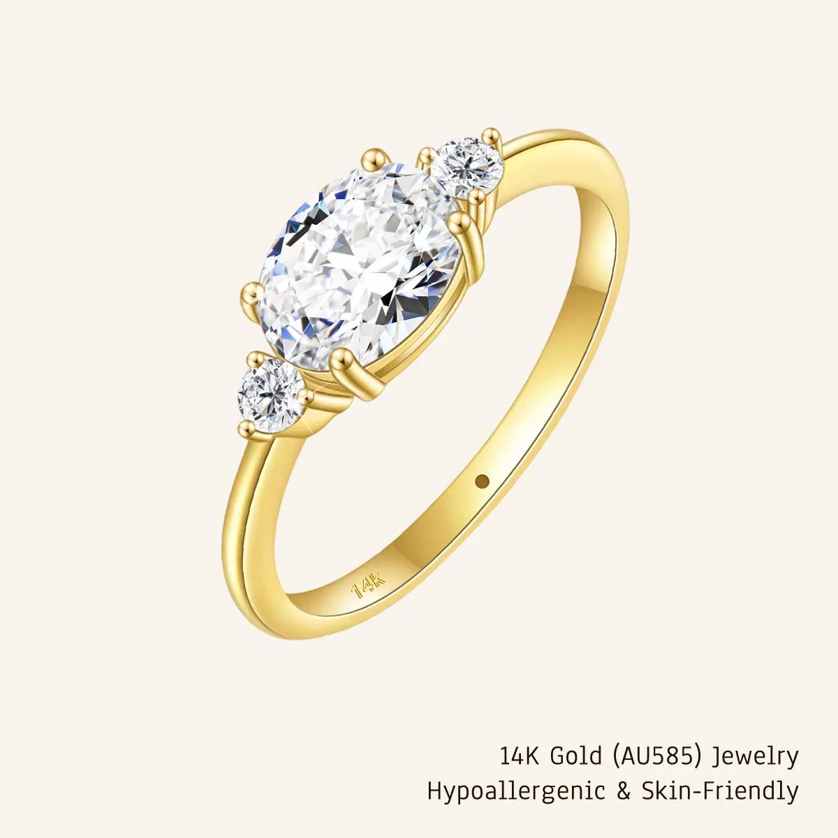 Hypoallergenic 14K Gold Hollow 1.5ct Oval Moissanite Ring Three Stone Four-Prong Sparkling Wedding Eternity Band Jewelry for her
Hypoallergenic 14K Gold Hollow 1.5ct Oval Moissanite Ring Three Stone Four-Prong Sparkling Wedding Eternity Band Jewelry for her