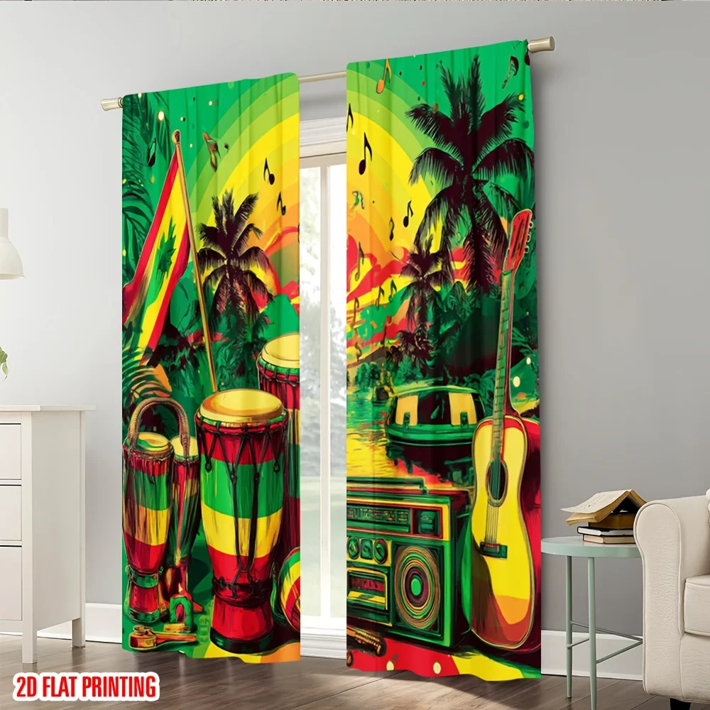 2pcs 2DReggae Music Theme Curtains Blackout Drapes for Living Room Home Decor Rasta Color Drum Guitar Boombox Print WindowPanels
2pcs 2DReggae Music Theme Curtains Blackout Drapes for Living Room Home Decor Rasta Color Drum Guitar Boombox Print WindowPanels