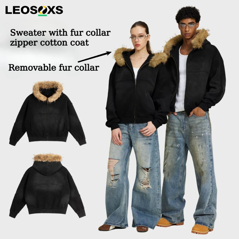 Men's New Style American Retro Men's Fur Collar Zipper Sweatshirt Cotton Clothing Trendy Brand Retro Street Trend Jacket Coats
Men's New Style American Retro Men's Fur Collar Zipper Sweatshirt Cotton Clothing Trendy Brand Retro Street Trend Jacket Coats