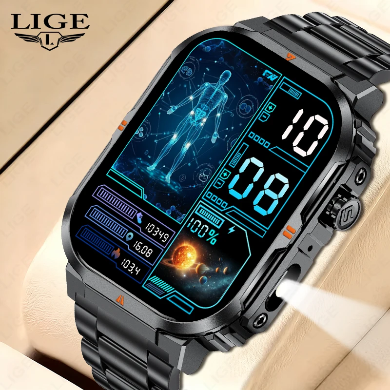 LIGE Military Smart Watch For Android iOS Men IP68 Waterproof Outdoor Sport Tracker LED Flashlight Bluetooth Call Man Smartwatch
LIGE Military Smart Watch For Android iOS Men IP68 Waterproof Outdoor Sport Tracker LED Flashlight Bluetooth Call Man Smartwatch