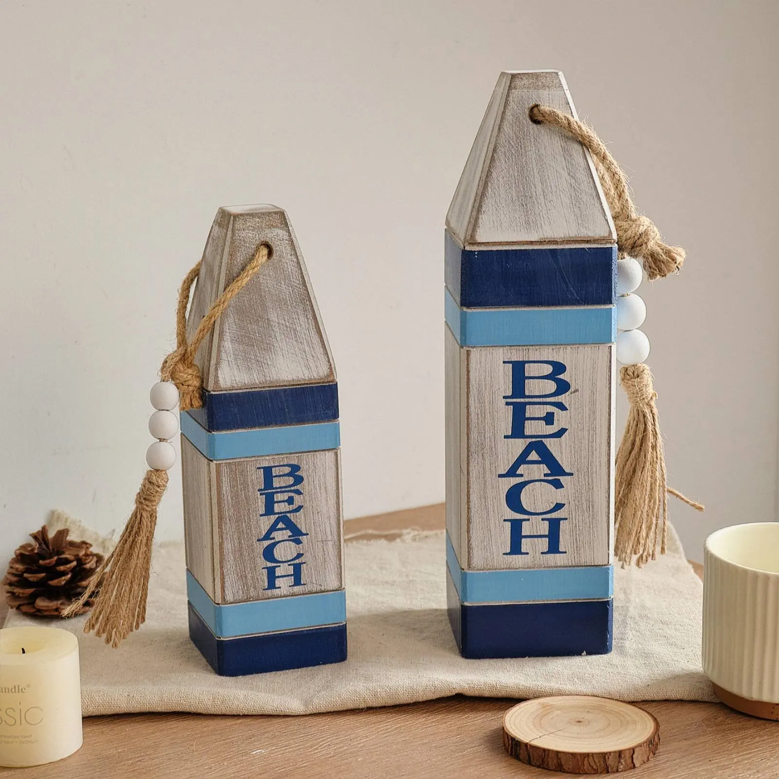 Wooden Buoy Decoration Mediterranean Design Beach Themed Buoy Sign Nautical Decor Rustic Desktop Statue Handmade for Shelf
Wooden Buoy Decoration Mediterranean Design Beach Themed Buoy Sign Nautical Decor Rustic Desktop Statue Handmade for Shelf