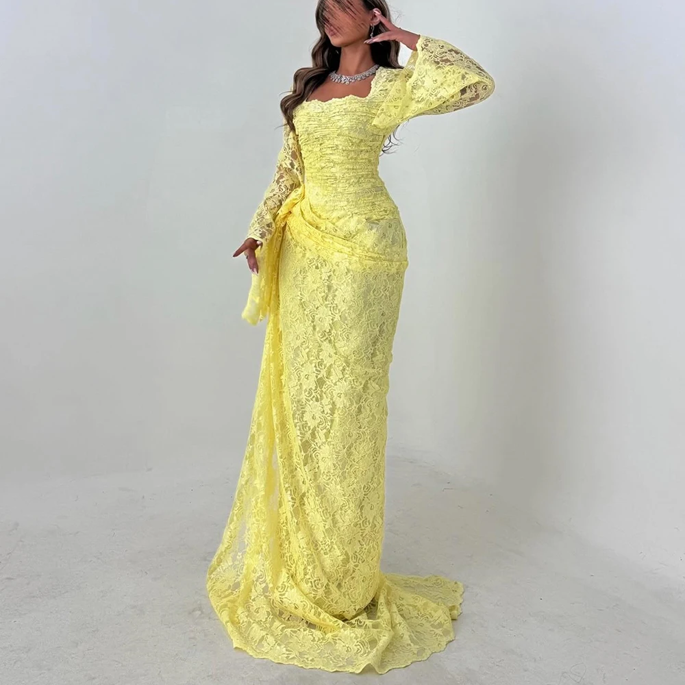 CustomizedSquare Neck Flare Long Sleeves Lace Straight Floor Length Side Slit Sweep Train Pleats Exquisite Evening Dress Custom
CustomizedSquare Neck Flare Long Sleeves Lace Straight Floor Length Side Slit Sweep Train Pleats Exquisite Evening Dress Custom