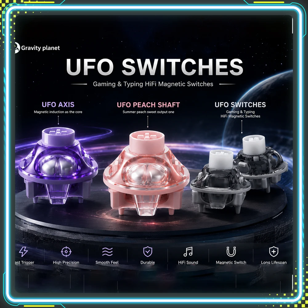 GravaStar UFO Magnetic Switch 3pin Linear Custom Mechanical Keyboard Switch with 360° Dual Rail Design & Factory Lubrication
GravaStar UFO Magnetic Switch 3pin Linear Custom Mechanical Keyboard Switch with 360° Dual Rail Design & Factory Lubrication