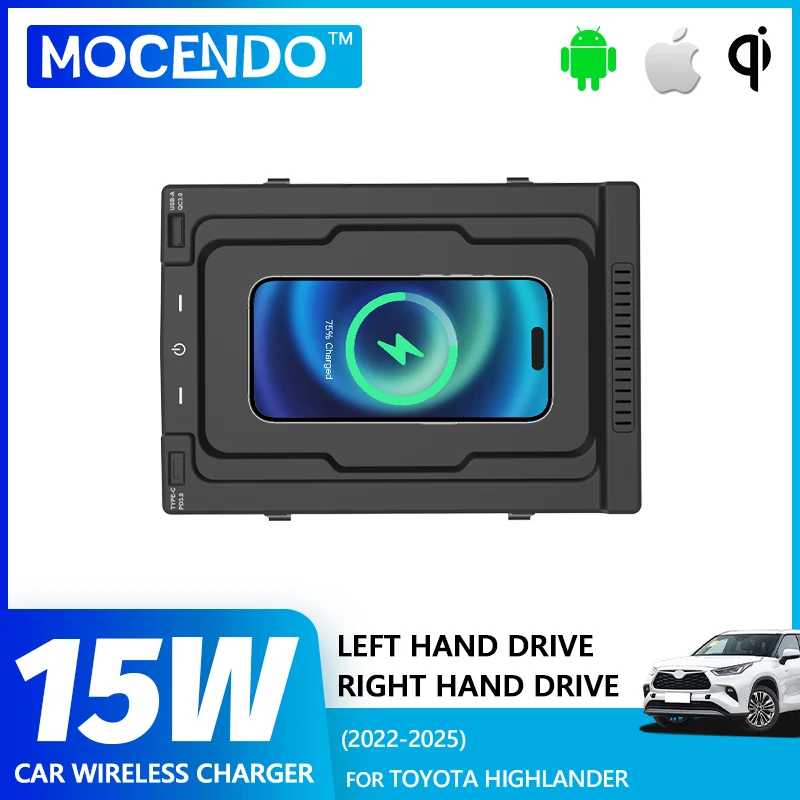 15W Car Wireless Charging For Toyota Highlander 2022-2025 car Accessories Fast Phone Charger Part car charger adapter 
15W Car Wireless Charging For Toyota Highlander 2022-2025 car Accessories Fast Phone Charger Part car charger adapter