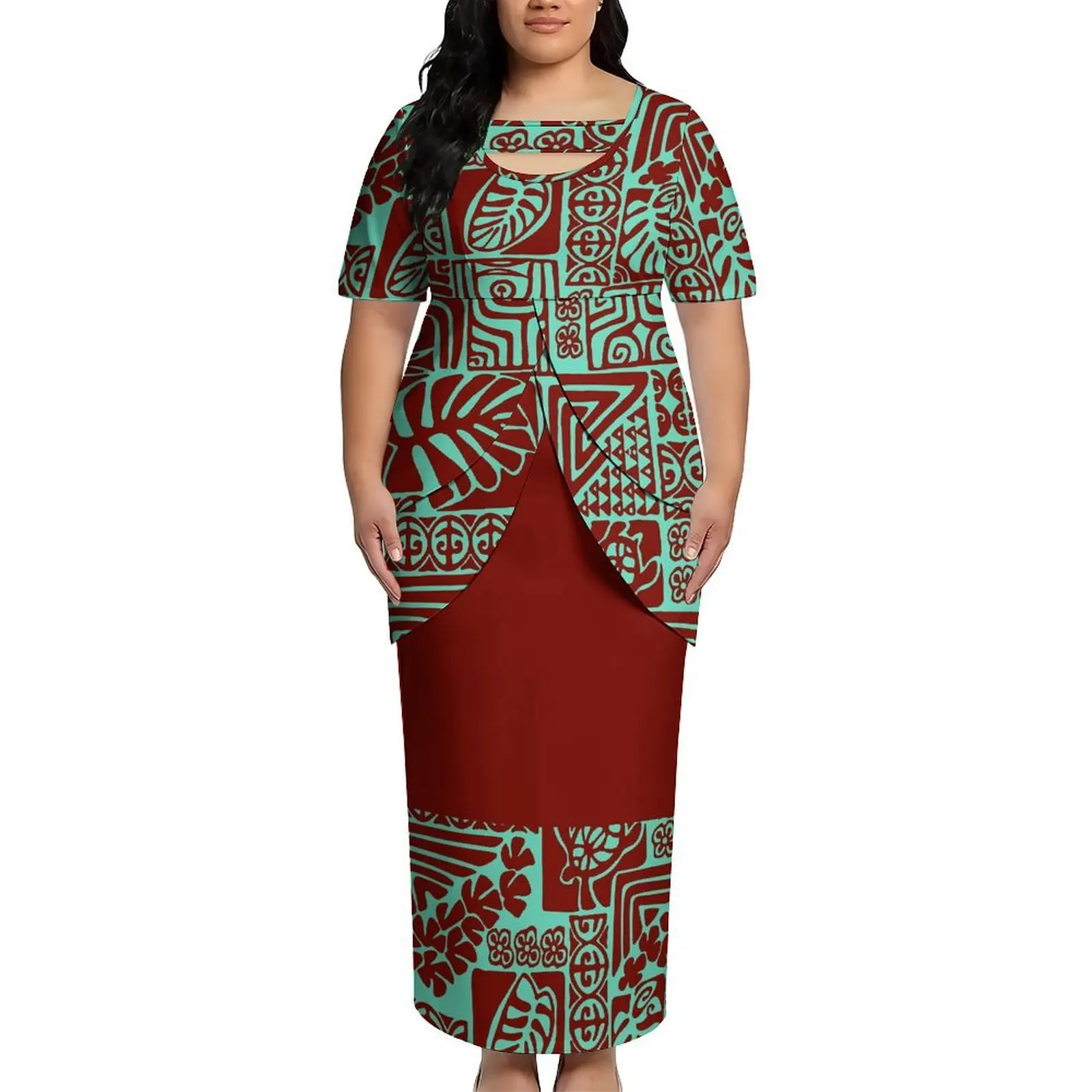Customizable Tribal Design Floral Print Women'S Dress Polynesian Summer Fashion Double Slit Bottom Hem Puletasi Clothing
Customizable Tribal Design Floral Print Women'S Dress Polynesian Summer Fashion Double Slit Bottom Hem Puletasi Clothing
