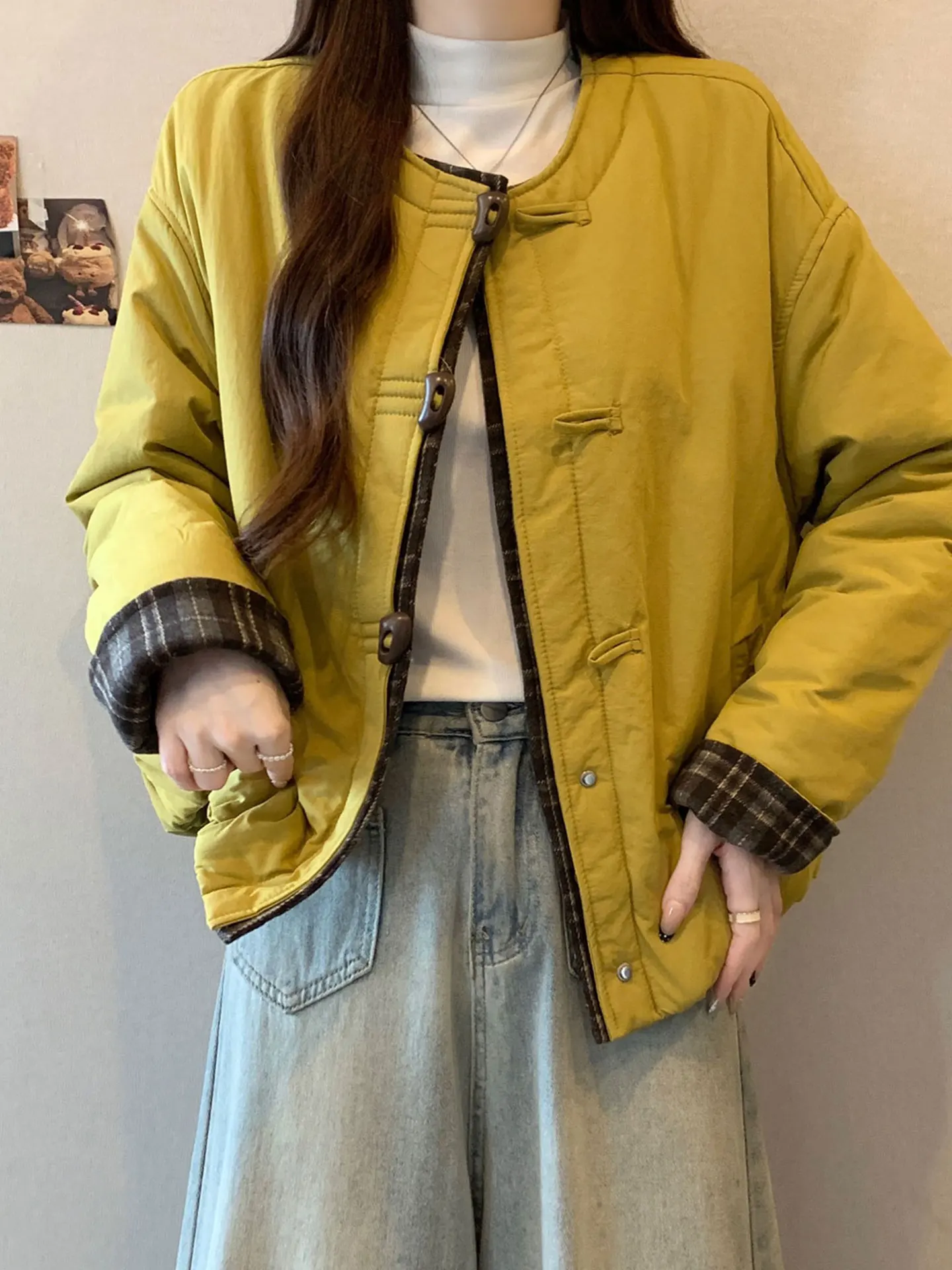 Korean Sle Warm Plaid Cotton Jaet plus Size Loose Slimming Outerwear Women's Faionable Winter Coat Large Size
Korean Sle Warm Plaid Cotton Jaet plus Size Loose Slimming Outerwear Women's Faionable Winter Coat Large Size