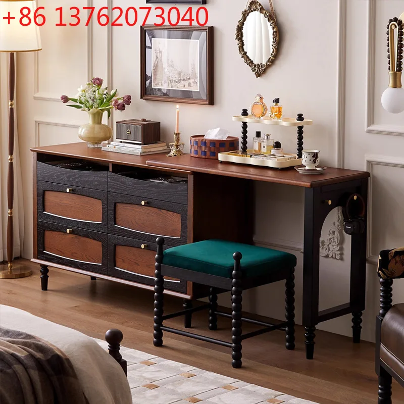 French retro solid wood dresser villa medium and ancient style telescopic table chest cabinet integrated makeup table
French retro solid wood dresser villa medium and ancient style telescopic table chest cabinet integrated makeup table