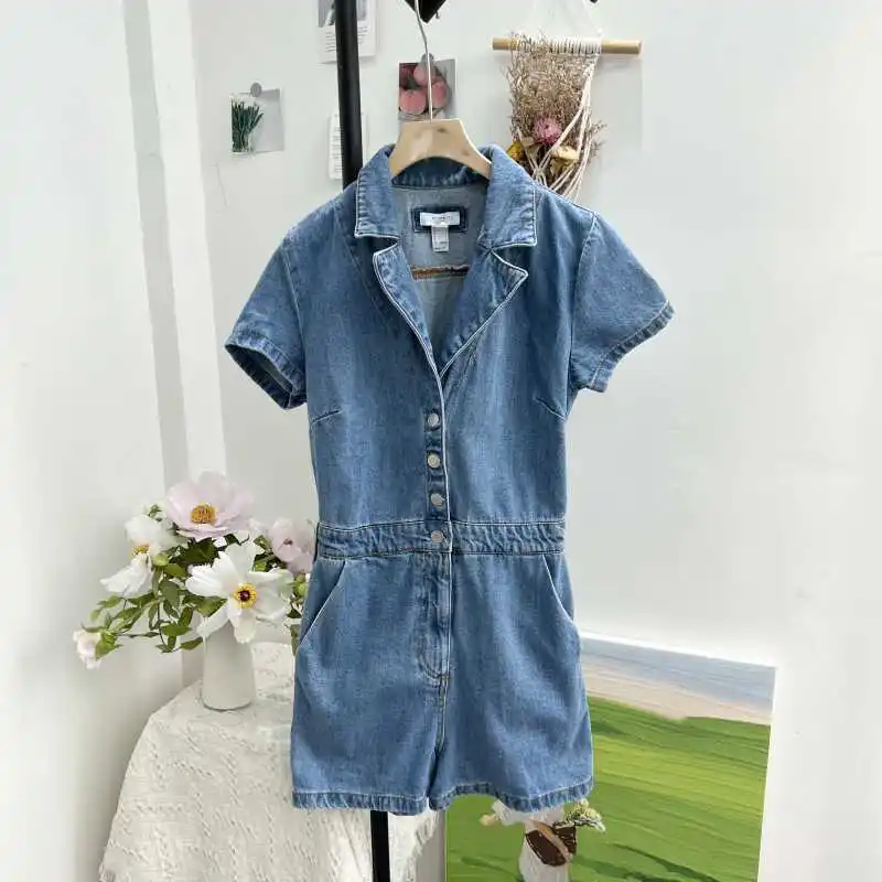 Летний повседневный облегающий костюм V-Ne ort Sve Denim Rer с высокой талией, длина из хлопчатобумажной ткани, цельный костюм на пуговицах в стиле ретро
Летний повседневный облегающий костюм V-Ne ort Sve Denim Rer с высокой талией, длина из хлопчатобумажной ткани, цельный костюм на пуговицах в стиле ретро