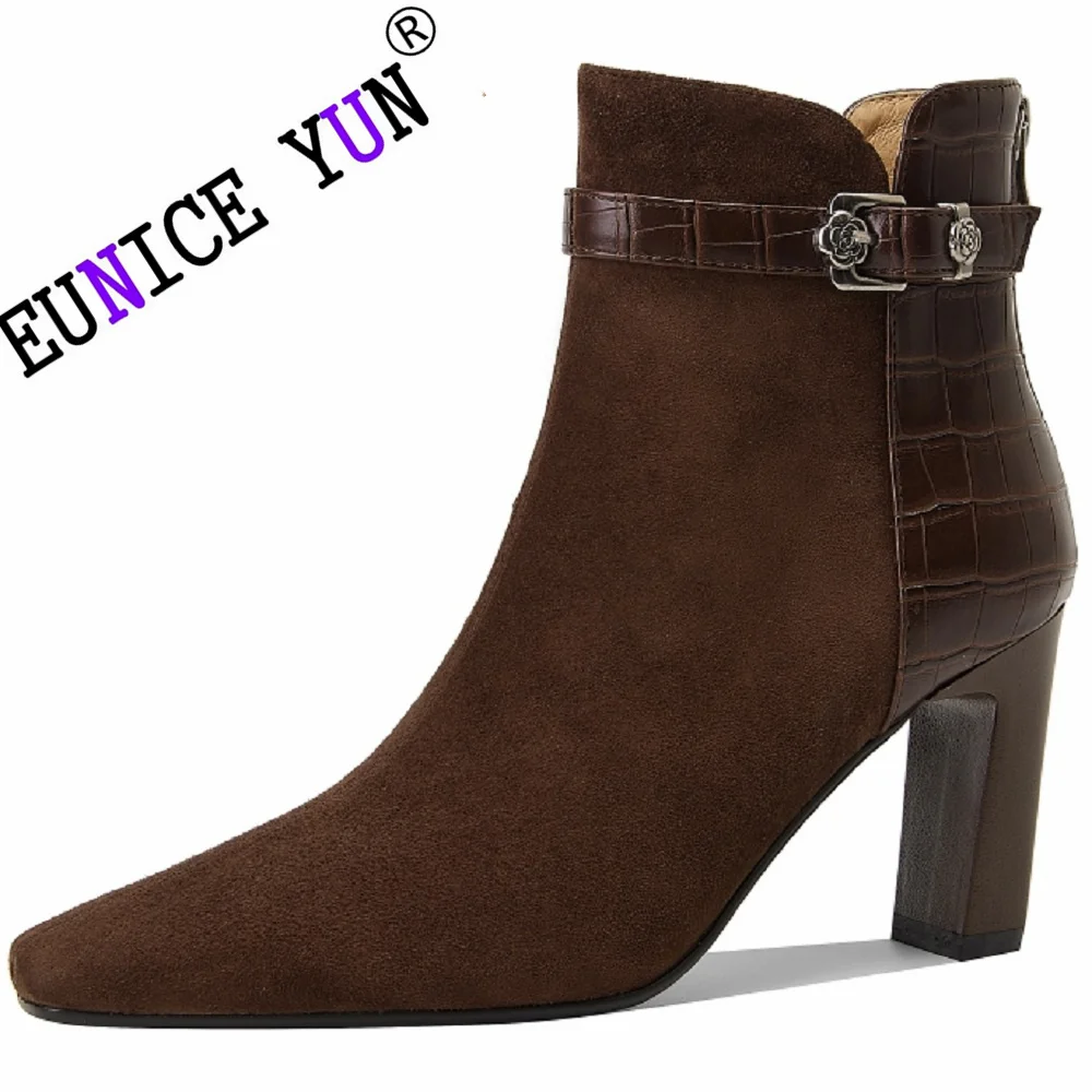 【EUNICE YUN】New Handmade Brand Genuine Leather Women Boots Square Toe Chunky Heel Shoes for Ankle Boots Winter Boots High Heels
【EUNICE YUN】New Handmade Brand Genuine Leather Women Boots Square Toe Chunky Heel Shoes for Ankle Boots Winter Boots High Heels