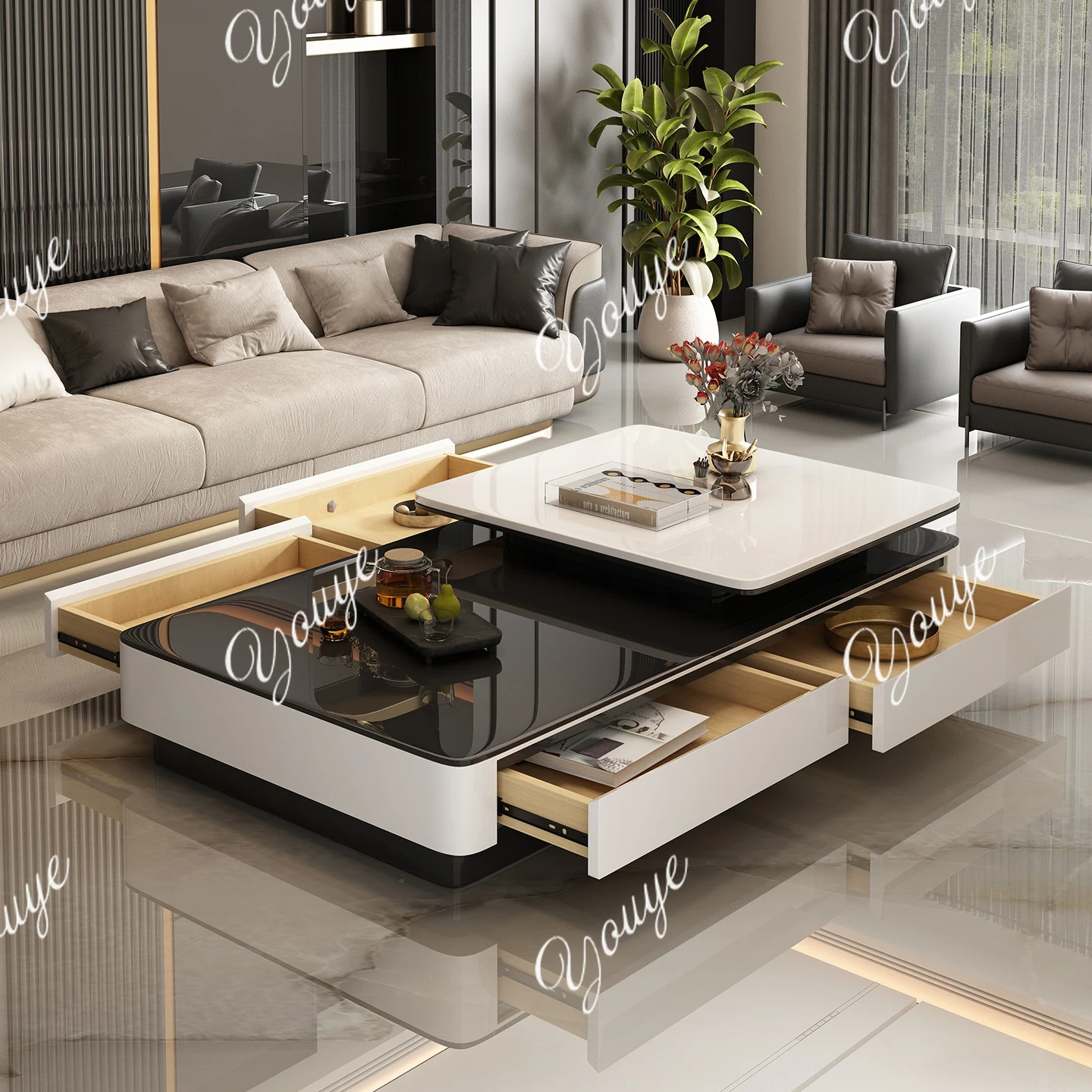 Slate glass double coffee table living room home modern simple style double layer tea table black and white minimalist
Slate glass double coffee table living room home modern simple style double layer tea table black and white minimalist