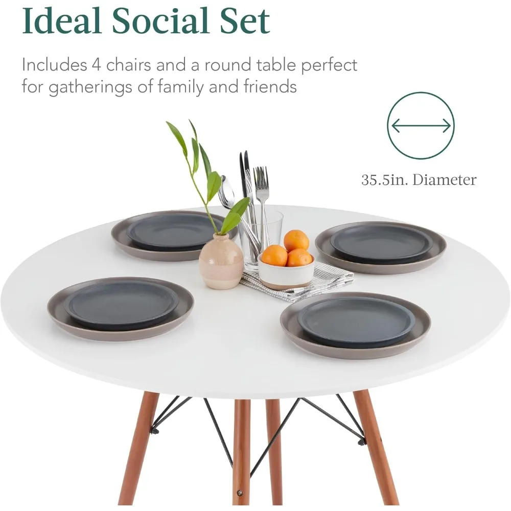 5-Piece Dining Set, Compact Mid-Century Modern Table & Chair Set for Home, Apartment w/ 4 Chairs
5-Piece Dining Set, Compact Mid-Century Modern Table & Chair Set for Home, Apartment w/ 4 Chairs