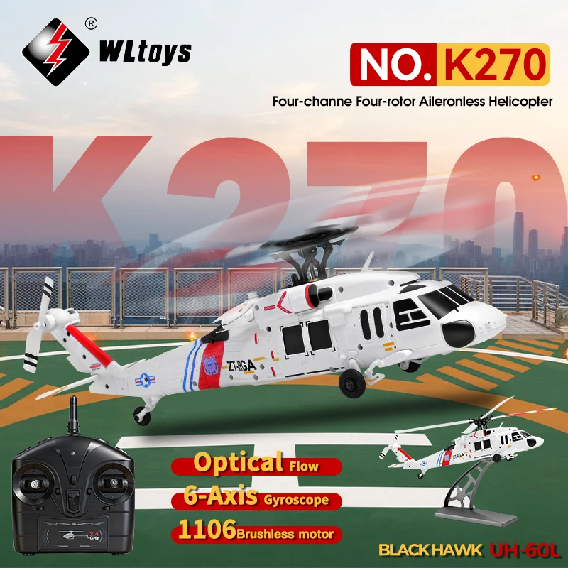 WLtoys K270 RC Helicopter 2.4G 6-Aixs Gyroscope 4CH Altitude Hold Optical Flow Brushless Remote Control Helicopter Toy For Child
WLtoys K270 RC Helicopter 2.4G 6-Aixs Gyroscope 4CH Altitude Hold Optical Flow Brushless Remote Control Helicopter Toy For Child