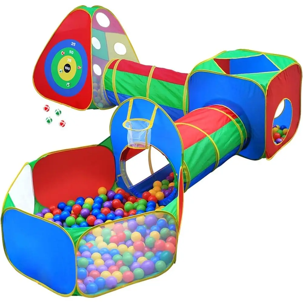 Children's 5-Piece Ball Pit with Tunnels, Jungle Gym Play Tent, and Target Game for Toddlers, Indoor/Outdoor Use with 4 Balls
Children's 5-Piece Ball Pit with Tunnels, Jungle Gym Play Tent, and Target Game for Toddlers, Indoor/Outdoor Use with 4 Balls