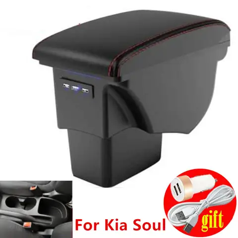 Left-hand drive For Kia Soul Armrest Box Leather Car Interior Parts Center Console Armrest Box Auto Armrests Storage with USB