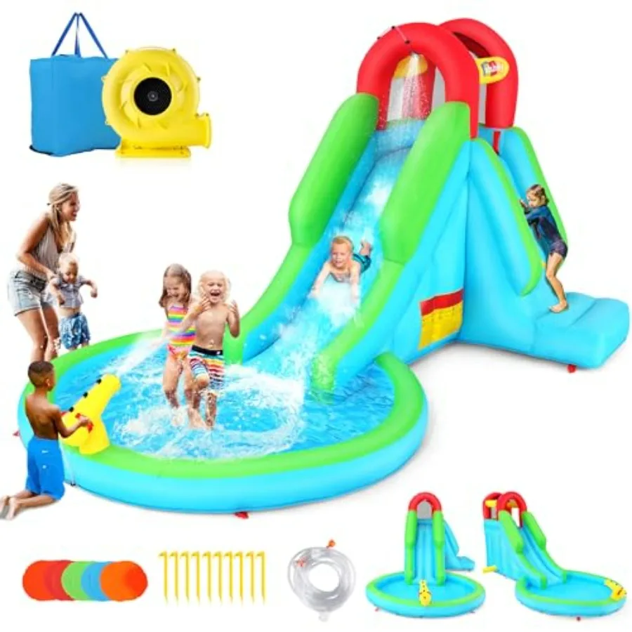 Inflatable Bounce House with Blower Indoor Outdoor Toddler Bouncy House Waterslide Park with Slide Pool Sprinkler Climbing Wall
Inflatable Bounce House with Blower Indoor Outdoor Toddler Bouncy House Waterslide Park with Slide Pool Sprinkler Climbing Wall