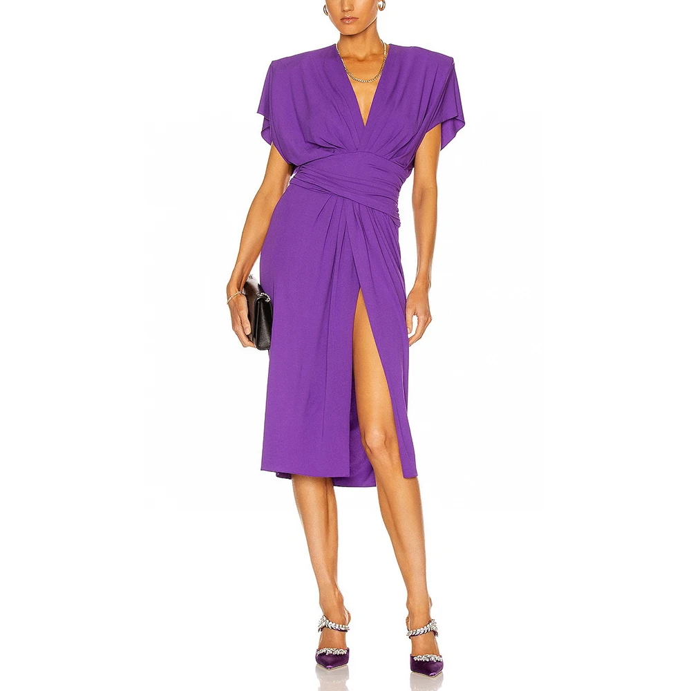 2024 Spring / Summer New Women's Dress Y2k Shoulder Pad Pleated Waist Slit Fashion Temperament Sexy V-Neck Short Sleeve Dresses
2024 Spring / Summer New Women's Dress Y2k Shoulder Pad Pleated Waist Slit Fashion Temperament Sexy V-Neck Short Sleeve Dresses