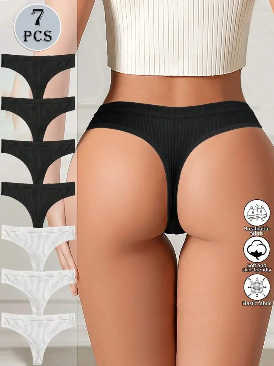 7pcs Seamless Low Waist Ribbed Panties Women Comfortable Breathable Thongs
7pcs Seamless Low Waist Ribbed Panties Women Comfortable Breathable Thongs