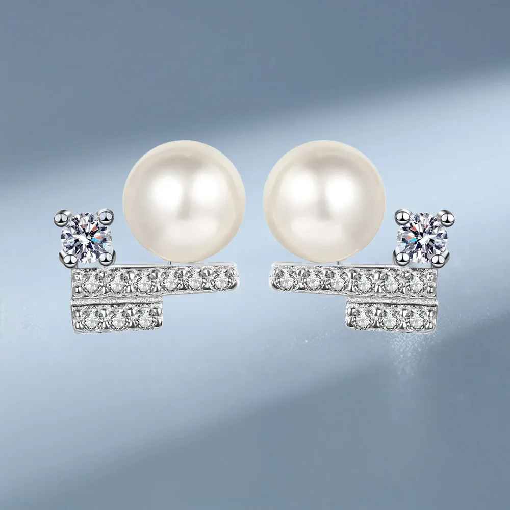Fashion 6mm Freshwater Pearl Temperament Moissanite Stud Earrings, Blinking Platinum Pt950 Earrings for Women's Wedding Jewelry
Fashion 6mm Freshwater Pearl Temperament Moissanite Stud Earrings, Blinking Platinum Pt950 Earrings for Women's Wedding Jewelry
