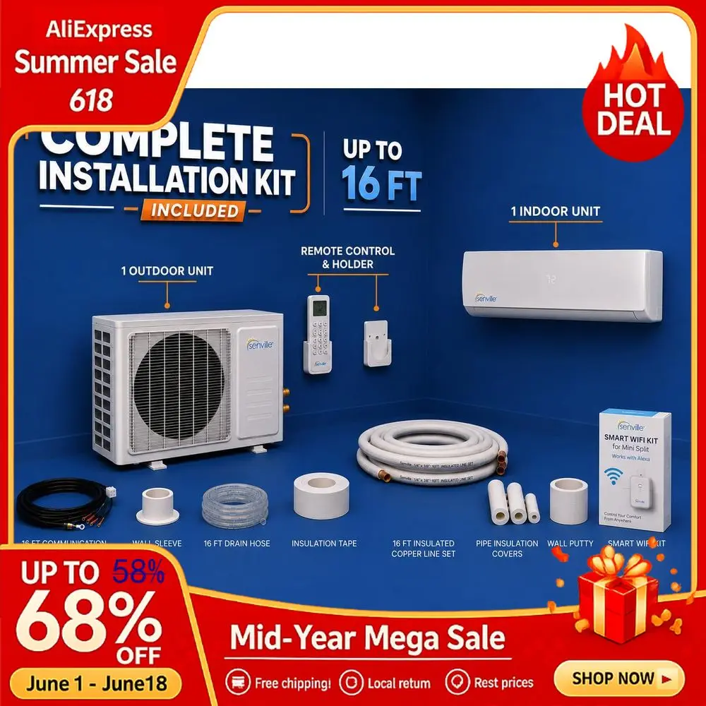 Series Mini Split Air Conditioner Heat Pump, 12000 BTU 110 120V, Inverter, Works with Alexa, SEER2 20.8, 1 Ton, White, Custom
Series Mini Split Air Conditioner Heat Pump, 12000 BTU 110 120V, Inverter, Works with Alexa, SEER2 20.8, 1 Ton, White, Custom
