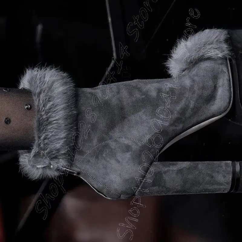 Sky Blue Fur Design Suede Ankle Boots Back Zipper Women Shoes Chunky High Heels Party Banquet Runway 2026 Zapatos Para Mujere
Sky Blue Fur Design Suede Ankle Boots Back Zipper Women Shoes Chunky High Heels Party Banquet Runway 2026 Zapatos Para Mujere