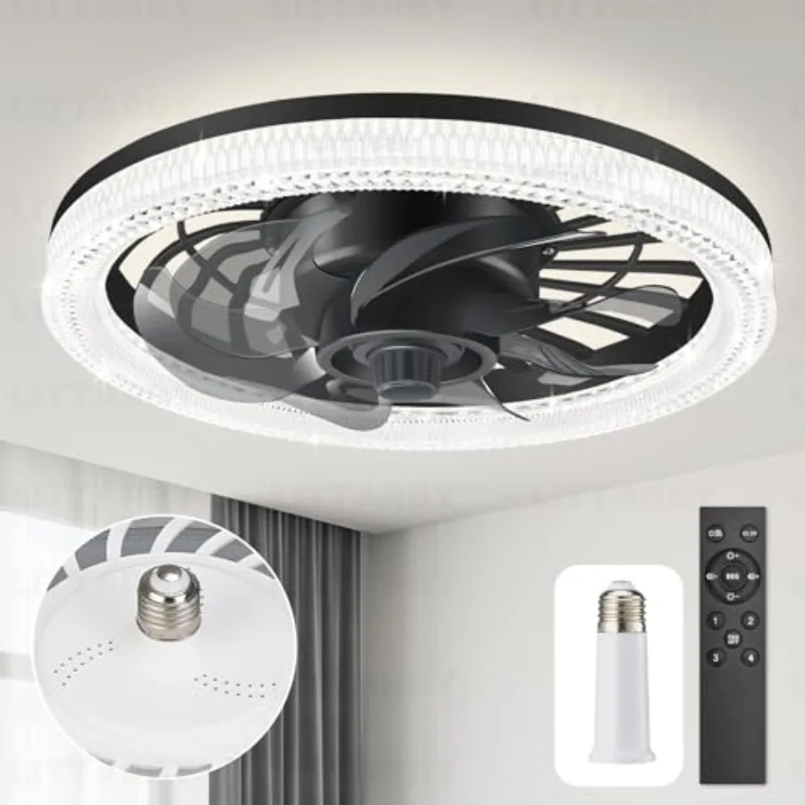 Ceiling Fans with Lights, Socket Fan Light with Remote Control, Dimmable Brightness 3000K-6500K Memory, Socket Modern Flush Mou
Ceiling Fans with Lights, Socket Fan Light with Remote Control, Dimmable Brightness 3000K-6500K Memory, Socket Modern Flush Mou