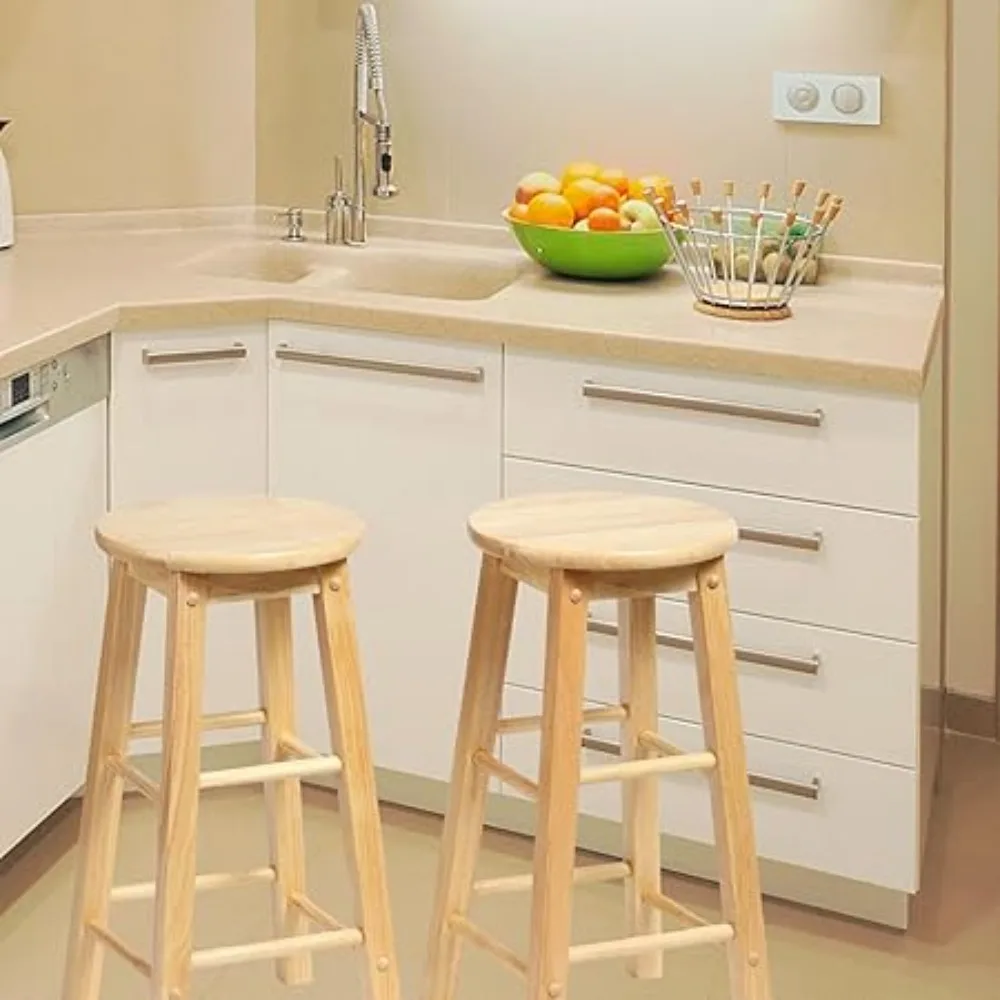 Classic 24 Inch Tall Round Kitchen Counter Stool Seats with BacklDesign and 4 Square Legs, Natural Brown (2 Pack)
Classic 24 Inch Tall Round Kitchen Counter Stool Seats with BacklDesign and 4 Square Legs, Natural Brown (2 Pack)