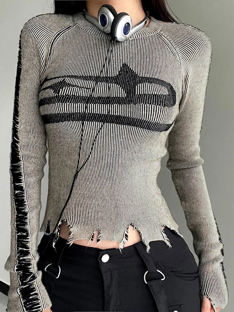 Vintage Knitted Sweater Women Harajuku Long Sleeve Pullovers Female American Retro Ripped Jumpers Autumn Winter Basic Sweaters
Vintage Knitted Sweater Women Harajuku Long Sleeve Pullovers Female American Retro Ripped Jumpers Autumn Winter Basic Sweaters