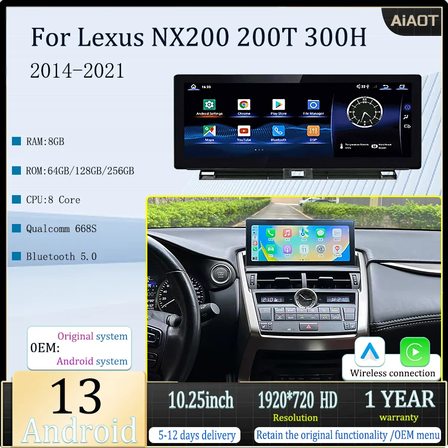10.25"Android 13 Qualcomm For Lexus NX200 200T 300H wireless Carplay Auto Multimedia Player GPS Navigation OEM Menu LHD RHD
10.25"Android 13 Qualcomm For Lexus NX200 200T 300H wireless Carplay Auto Multimedia Player GPS Navigation OEM Menu LHD RHD