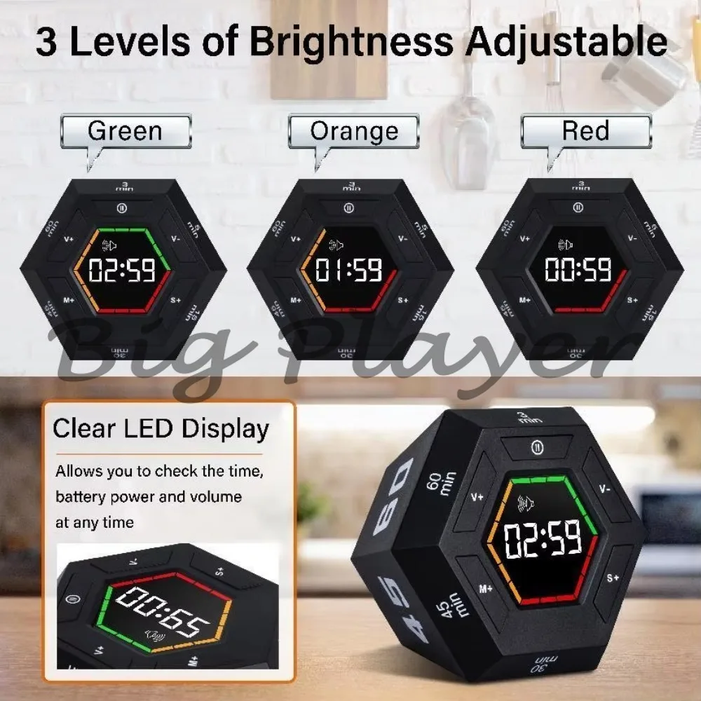 Magnetic Smart Countdown Kitchen Timer Digital Timer Hexagonal Visual Flip Tool
Magnetic Smart Countdown Kitchen Timer Digital Timer Hexagonal Visual Flip Tool