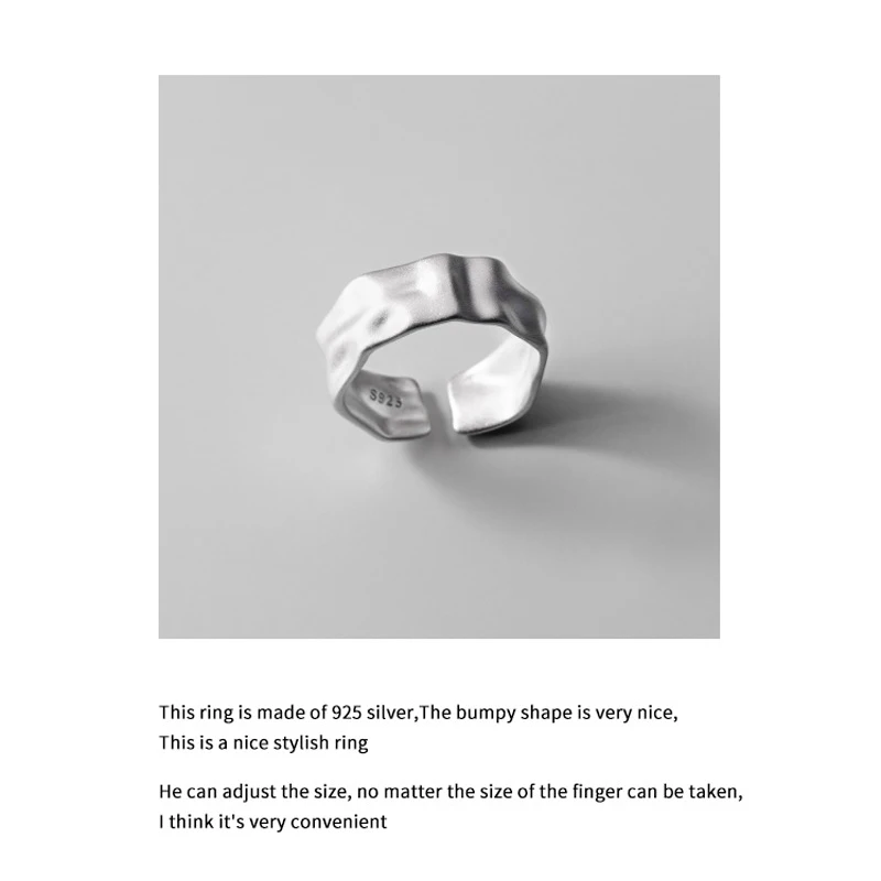 MODIAN Minimalist Open Size Rings 925 Sterling Silver Wide Sided Irregular Frosted Metal Text Rings For Women Fine Jewelry
MODIAN Minimalist Open Size Rings 925 Sterling Silver Wide Sided Irregular Frosted Metal Text Rings For Women Fine Jewelry