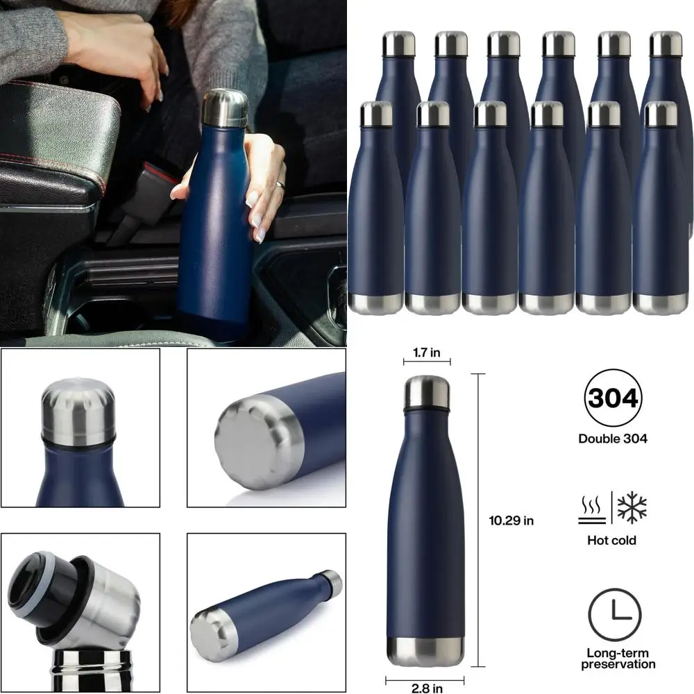 12-Pack Vacuum Insulated Stainless Steel Sport Water Bottles, Leak-Proof, Double Wall, Navy, Keeps Drinks Hot or Cold
12-Pack Vacuum Insulated Stainless Steel Sport Water Bottles, Leak-Proof, Double Wall, Navy, Keeps Drinks Hot or Cold