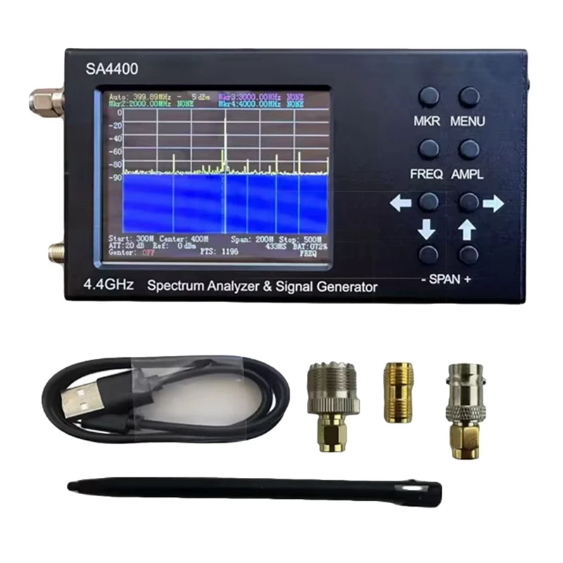 HOT! New 4.4Ghz SA4400 Spectrum Analyzer & Signal Generator Handheld Spectrum Analyzer For Wifi 2G 4G LTE CDMA GSM Signal
HOT! New 4.4Ghz SA4400 Spectrum Analyzer & Signal Generator Handheld Spectrum Analyzer For Wifi 2G 4G LTE CDMA GSM Signal