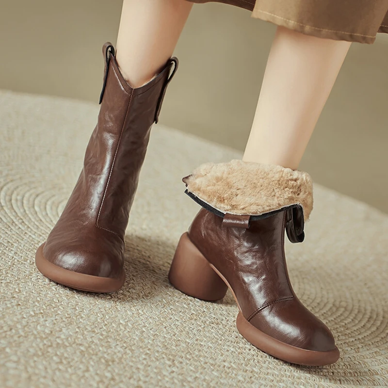 NEW Winter Women Boots Split Leather Shoes for Women Round Toe Chunky Heel Shoes Casual Zip Platform Shoes Warm Wool Snow Boots
NEW Winter Women Boots Split Leather Shoes for Women Round Toe Chunky Heel Shoes Casual Zip Platform Shoes Warm Wool Snow Boots
