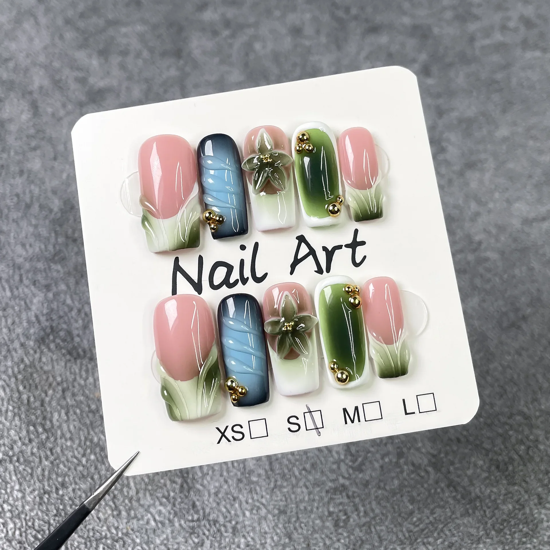 10Pcs Fresh 3D Green Flower French Press On Nails Handmade Reusable Square Fake Nails
10Pcs Fresh 3D Green Flower French Press On Nails Handmade Reusable Square Fake Nails