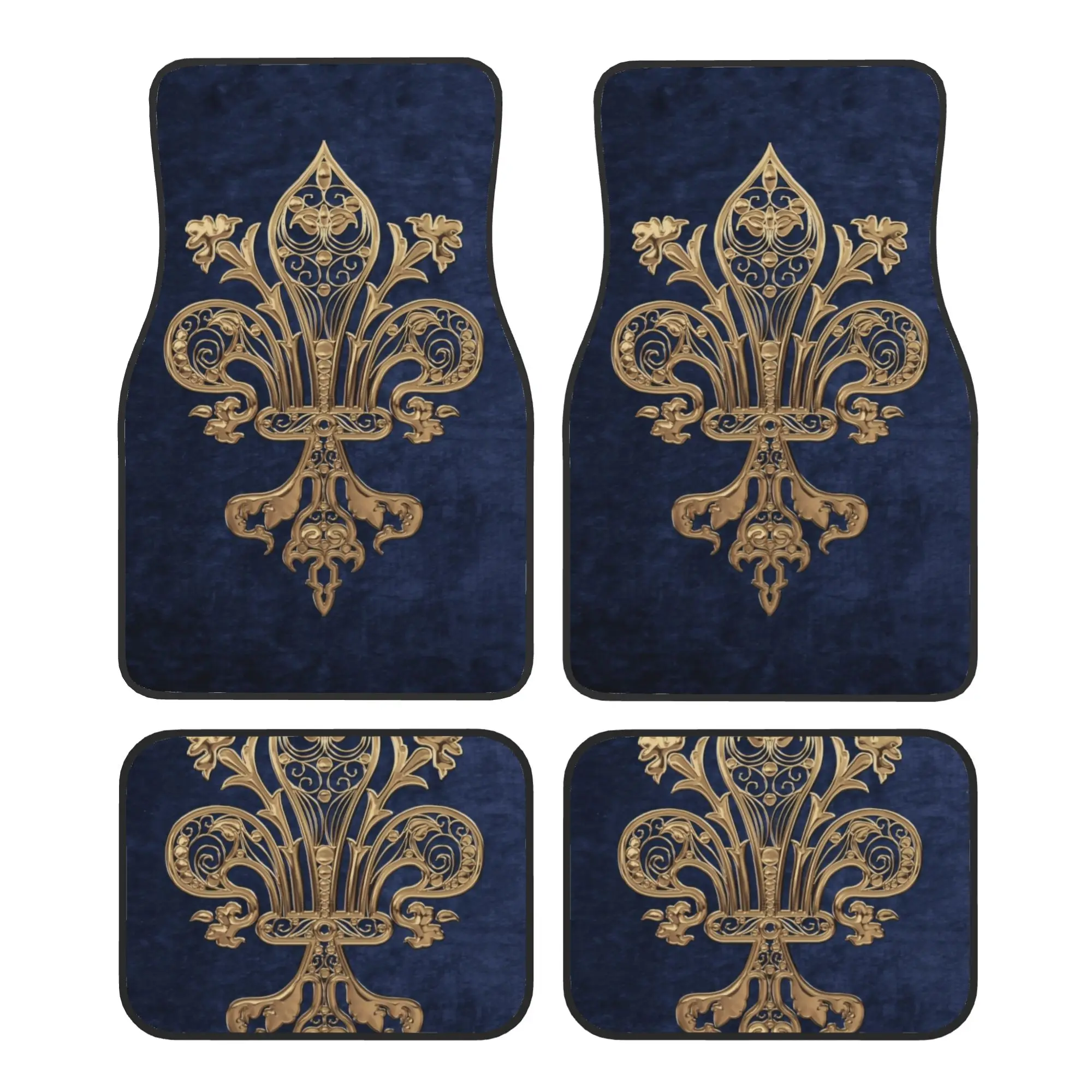 Gold Filigree Fleur De Lis 4PCS Crystal Velvet Car Floor Mats Set Universal Front Rear Foot Mats Flower Car Protection Mat
Gold Filigree Fleur De Lis 4PCS Crystal Velvet Car Floor Mats Set Universal Front Rear Foot Mats Flower Car Protection Mat