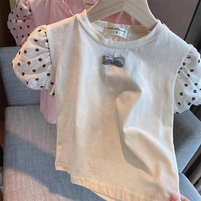 Princess Style Splicing Bow Top Kids Clothes Fashion Crew Neck Floral Printed Bubbles Short Sleeve Summer White Pullover T-Shirt
Princess Style Splicing Bow Top Kids Clothes Fashion Crew Neck Floral Printed Bubbles Short Sleeve Summer White Pullover T-Shirt