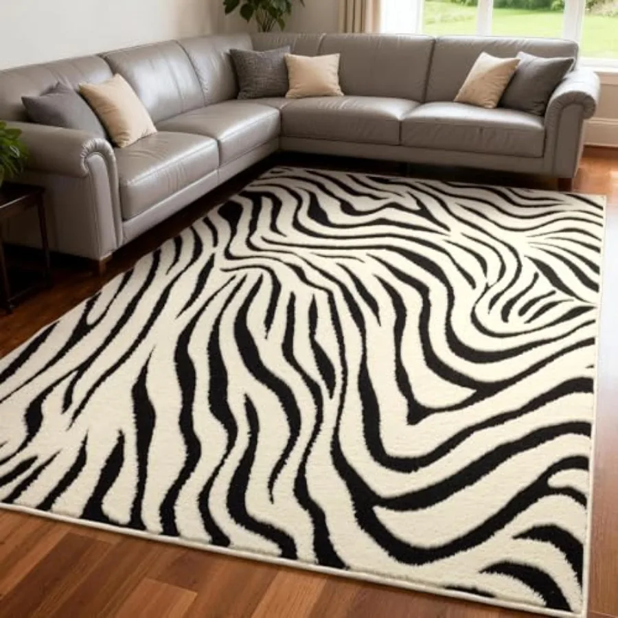 5×7 Ft Area Rugs for Living Room: Modern Washable Rug - Abstract Black and Cream White Rug for Bedroom Dining Room Office Playr
5×7 Ft Area Rugs for Living Room: Modern Washable Rug - Abstract Black and Cream White Rug for Bedroom Dining Room Office Playr