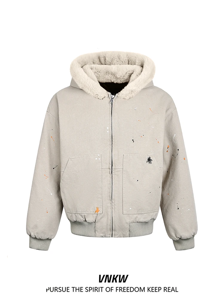 Retro American Splaed Ink Canvas Hooded Cotton Jaet Thiened Autumn Winter Warm Couple's Cotton Coat Youth Trendy Sle
Retro American Splaed Ink Canvas Hooded Cotton Jaet Thiened Autumn Winter Warm Couple's Cotton Coat Youth Trendy Sle