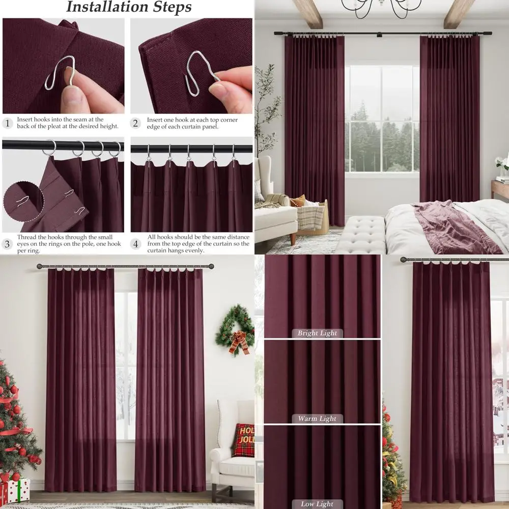 Pinch Pleated Linen Curtains, 84, 2 Boho Neutral Panels, Semi-Sheer for Living & Bedroom
Pinch Pleated Linen Curtains, 84, 2 Boho Neutral Panels, Semi-Sheer for Living & Bedroom