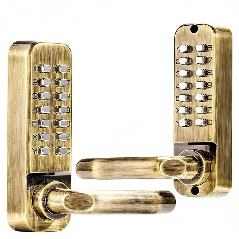 Mechanical Keyless Entry Door Lock, 14 Key Mechanical Door Lock, Mechanical Keypad Door Lock with Handle, Double-Sided Stainless Steel Waterproof Keyless Gate Lock, for Home Office Fence Garage
Mechanical Keyless Entry Door Lock, 14 Key Mechanical Door Lock, Mechanical Keypad Door Lock with Handle, Double-Sided Stainless Steel Waterproof Keyless Gate Lock, for Home Office Fence Garage