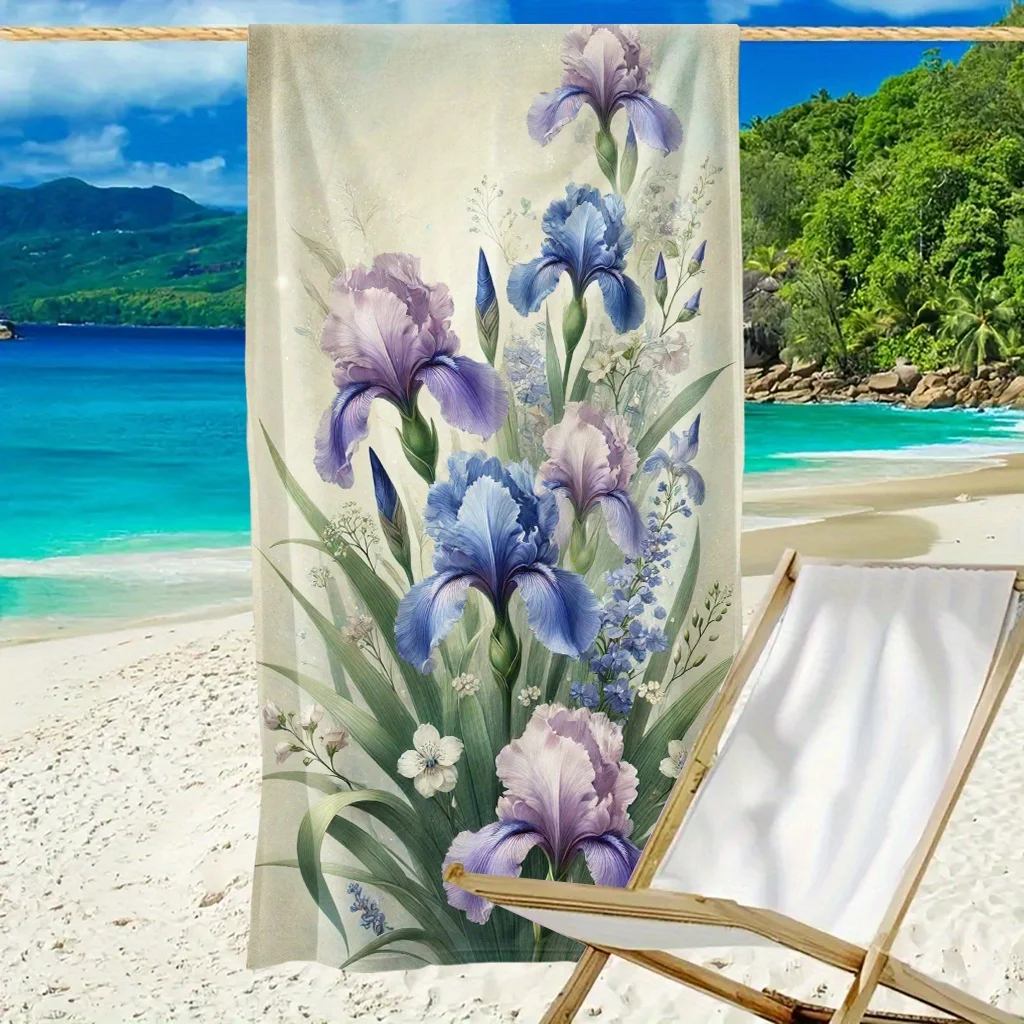Пляжное полотенце с цветочным принтом Tropical Iris — реалистичный дизайн сине-фиолетового лавандового цвета, несколько размеров для пляжа, бассейна, сада
Пляжное полотенце с цветочным принтом Tropical Iris — реалистичный дизайн сине-фиолетового лавандового цвета, несколько размеров для пляжа, бассейна, сада