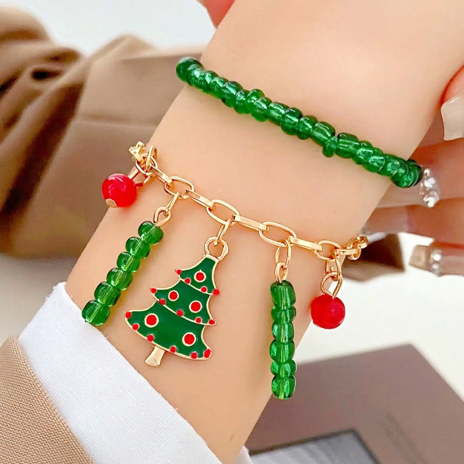Christmas Beaded Bracelet Set Fashion Creative Handmade Colorful Seed Beads Christmas Tree Bracelet Holiday Gift
Christmas Beaded Bracelet Set Fashion Creative Handmade Colorful Seed Beads Christmas Tree Bracelet Holiday Gift