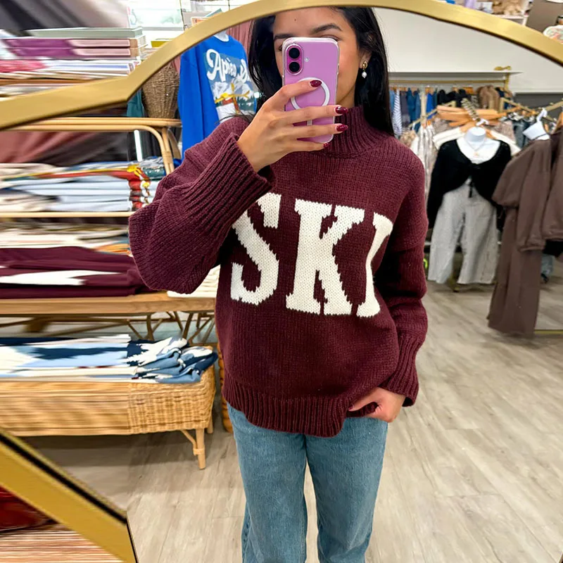 Жаккардовый женский свитер с высоким воротником, эластичным низом, длинными рукавами, для катания на лыжах, повседневный вязаный свитер, модный уютный пуловер для женщин
Жаккардовый женский свитер с высоким воротником, эластичным низом, длинными рукавами, для катания на лыжах, повседневный вязаный свитер, модный уютный пуловер для женщин