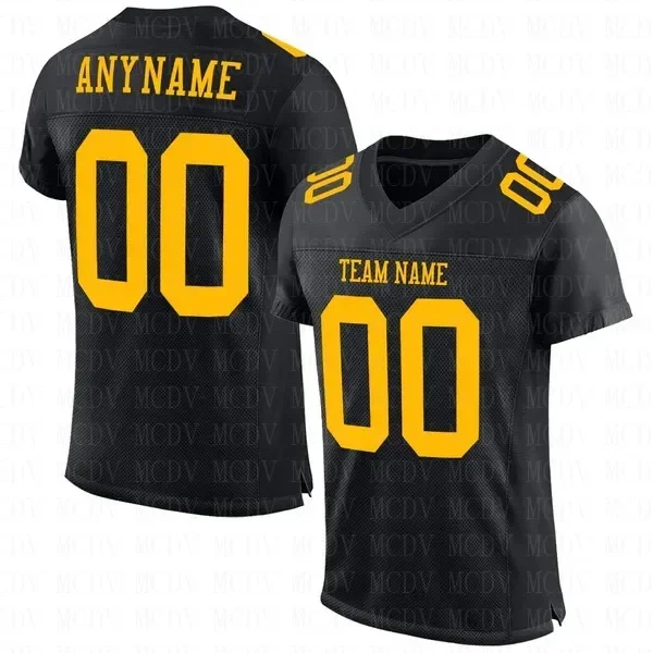 Custom Black Gold Mesh Authentic Football Jersey Short Sleeves Athletic Tee Shirts Unisex Top streetwear
Custom Black Gold Mesh Authentic Football Jersey Short Sleeves Athletic Tee Shirts Unisex Top streetwear