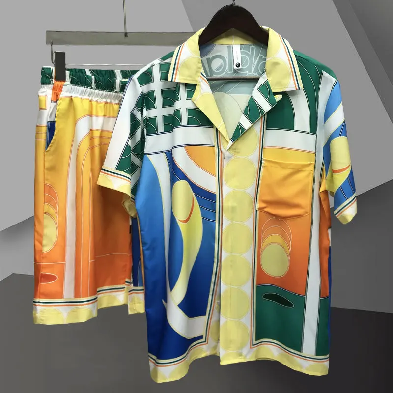 2023 Summer Colorful Graphic Print Shirt Streetwear Men Tracksuit Men Set Hip Hop Casual Beach Holiday Short Sleeve Suit
2023 Summer Colorful Graphic Print Shirt Streetwear Men Tracksuit Men Set Hip Hop Casual Beach Holiday Short Sleeve Suit