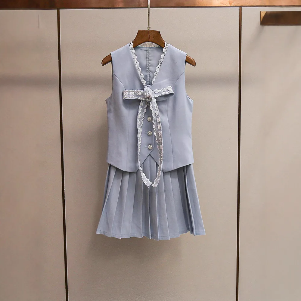 Fashionable Lace Trim Top And Skirt Set Elegant Commute Style Summer New Arrival Women's Casual Sportswear Ensemble
Fashionable Lace Trim Top And Skirt Set Elegant Commute Style Summer New Arrival Women's Casual Sportswear Ensemble